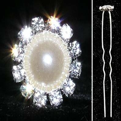 #13870 - Classic Pearl and Rhinestone Hair Pin