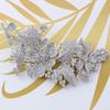 Alilang Silvery Tone Crystal Rhinestone Flower Leaf Bridal Long Hair Comb view 2