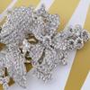 Alilang Silvery Tone Crystal Rhinestone Flower Leaf Bridal Long Hair Comb view 3