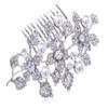 ALILANG Silvery Tone Rhinestone Flowers and Leaves Cluster Fashion Hair Comb view 1