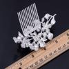 ALILANG Silvery Tone Rhinestone Flowers and Leaves Cluster Fashion Hair Comb view 2