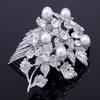 ALILANG Silvery Tone Rhinestone Flowers and Leaves Cluster Fashion Hair Comb view 3