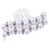 Alilang Silvery Tone Crystal Rhinestone Simulated Pearl Bar Bridal Hair Comb view 1