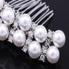Alilang Silvery Tone Crystal Rhinestone Simulated Pearl Bar Bridal Hair Comb view 3