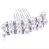 Alilang Silvery Tone Crystal Rhinestone Simulated Pearl Bar Bridal Hair Comb view 4