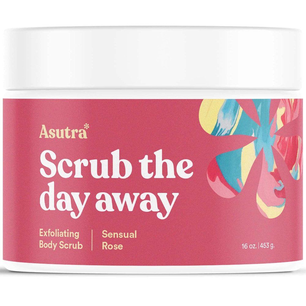 ASUTRA Dead Sea Salt Essential Oil Body Scrub Exfoliator (16 Ounce)