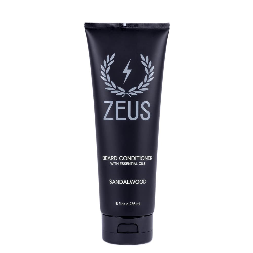 ZEUS Beard Conditioner Wash, Cleansing & Moisturizing Beard Wash with Green Tea & Natural Ingredients to Soften Beard  8 oz. (Made in USA) Sandalwood