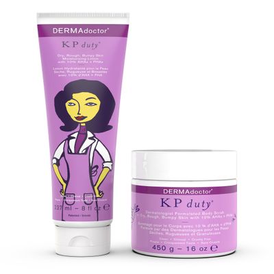 DERMAdoctor KP Bump Eraser Body Scrub and Lotion Kit Dermatologist Formulated Exfoliant | Keratosis Pilaris Treatment For Dry And Bumby Skin 10% AHAs + PHAs