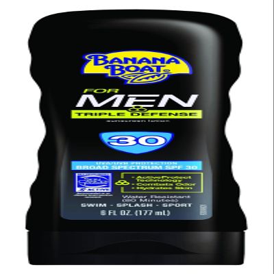 Banana Boat Sunscreen for Men Triple Defense Broad Spectrum Sun Care Sunscreen Lotion - SPF 30, 6 Ounce