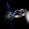 Classic Venetian Elegant Swan w/Peacock Feathers Design Laser Cut Masquerade Mask for Mardi Gras Events or Halloween - Blue view 2