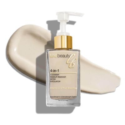 Luxe Cleanser All-in-One Hypoallergenic Face Cleanser + Natural Makeup Remover Face Wash + Exfoliator for All Skin Types  No Parabens, No Silicones. Made with Organic Botanicals & Vitamin C.
