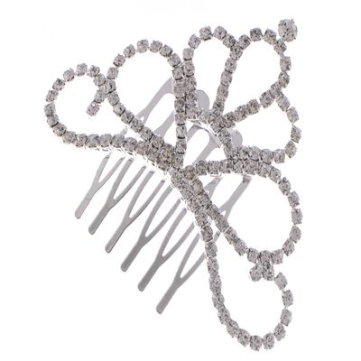Alilang Women's Silvery Tone Clear Shiny Crystal Rhinestones Pincess Tiare Hair Comb