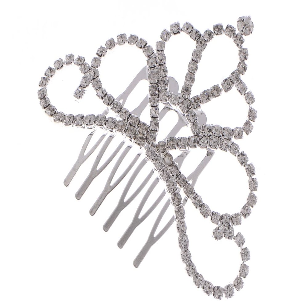 Alilang Women's Silvery Tone Clear Shiny Crystal Rhinestones Pincess Tiare Hair Comb