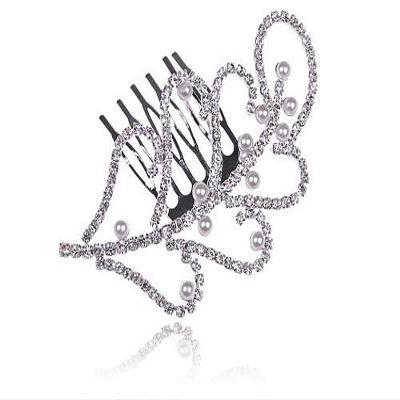 Alilang Women's Silvery Tone Clear Shiny Crystal Rhinestones Leaf Jewelry Hair Comb