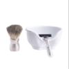Bey-Berk Harvey 3-Piece Chrome Shaving Set, Razor and Pure Badger Brush with White Porcelain Soap Bowl, Compatible with Mach 3 Razor Blades view 1