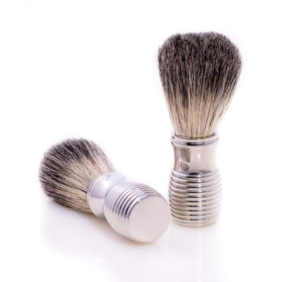 Bey-Berk BB50 Pure Badger Shaving Brush with Chrome Handle, Grey