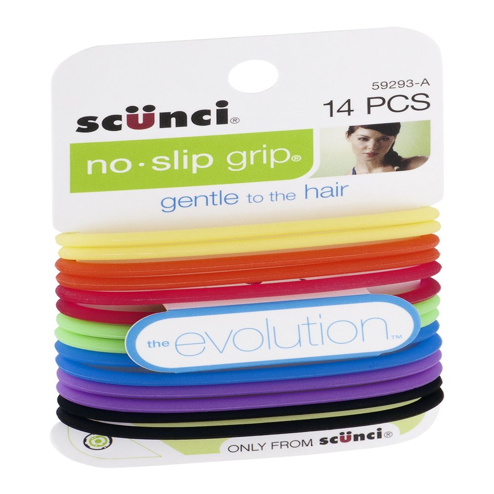 Scunci The Evolution No Slip Grip Hair Ties Assorted Color , 14 PK (Pack of 3)