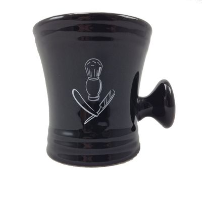 Apothecary Shaving Mug, Black-Perfect Shave Bowl with Handle
