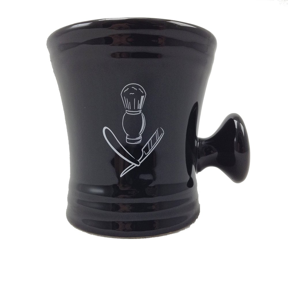 Apothecary Shaving Mug, Black-Perfect Shave Bowl with Handle