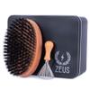 ZEUS Oval Military Beard Brush with Bristle Cleaner, Boar Bristle Beard Brush & Bristle Rake Cleaner Gift Set (Made in Germany) Firm Bristles Q91 view 1