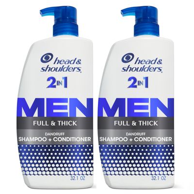 Head & Shoulders Anti-Dandruff Shampoo and Conditioner, Full and Thick 2-in-1 Twin Pack, 1% Pyrithione Zinc, Cleans to Restore Fullness to Thinning Hair, 32.1 fl oz Each