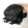 10" Black Short Wave Synthetic Lace Front Wigs Side Parting 1B Half Hand Tied Heat Resistant Fiber Hair for Woman view 4