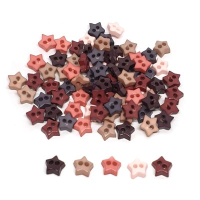 100 Pcs tiny star buttons mix brown tone size 6mm earth tone