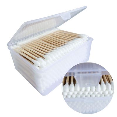 400Pcs Wood Stick Cotton Swabs, Natural Wood without Chemicals and Strong Absorbentle Cotton