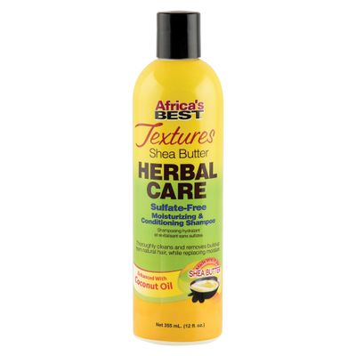 Africa's Best Textures Herbal Care, Moisturizing and Conditioning Shampoo, Enriched with Shea Butter, Great for Course Hair, 12 Oz Bottle