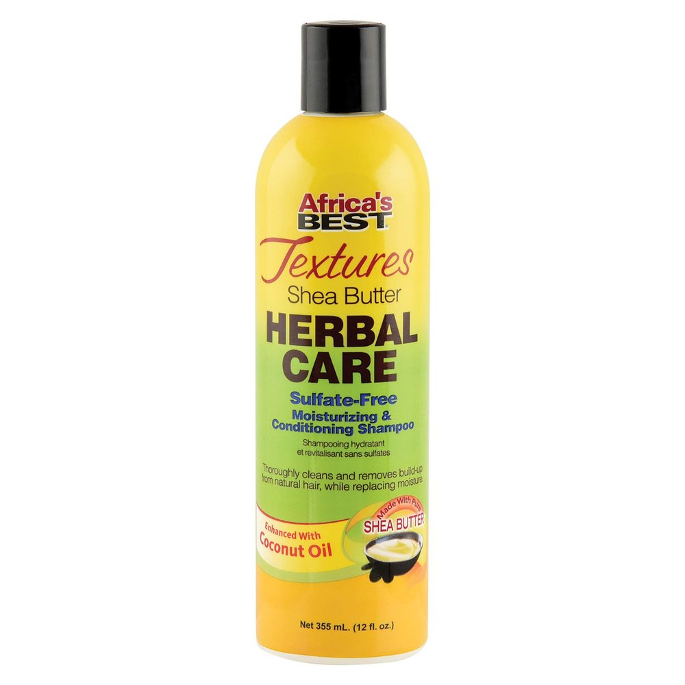 Africa's Best Textures Herbal Care, Moisturizing and Conditioning Shampoo, Enriched with Shea Butter, Great for Course Hair, 12 Oz Bottle