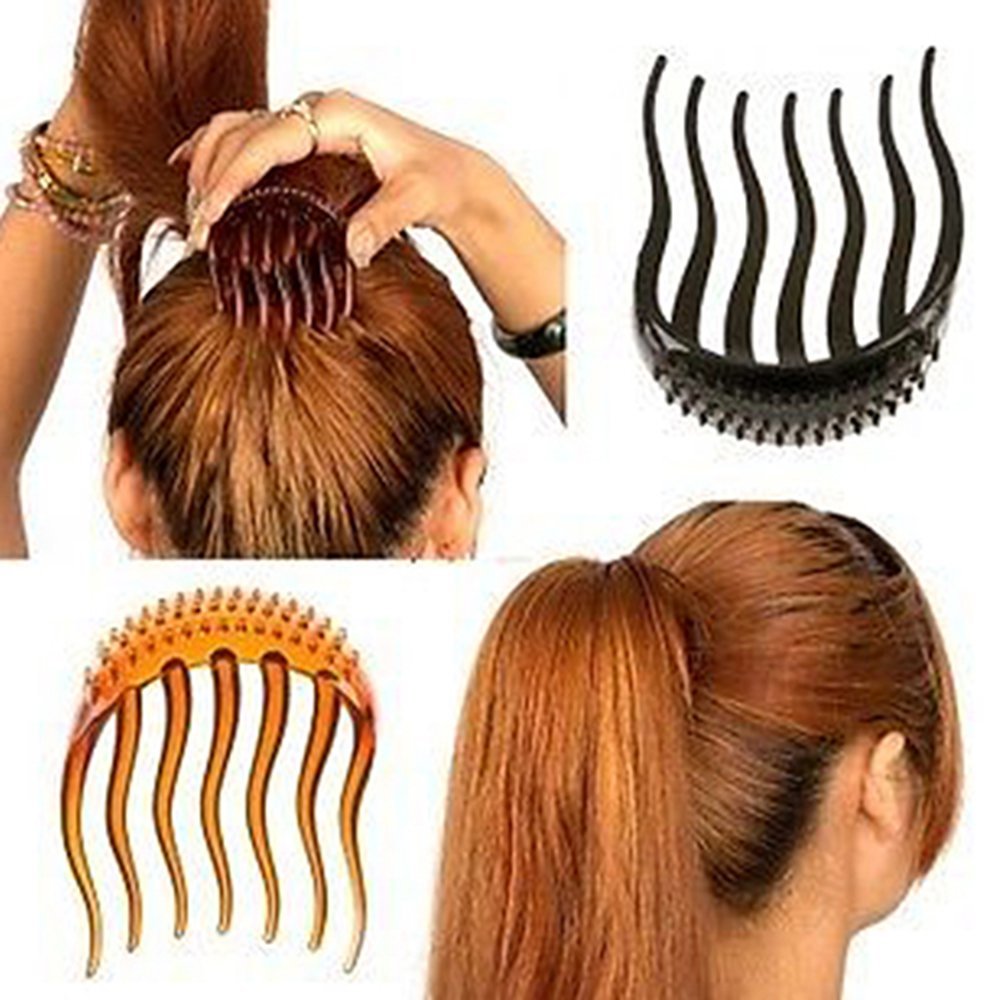 2Pc Magic BUMP IT UP Volume Inserts for Donut ponytail Bumpits Bouffant Do Beehive Dish Styles Hair Comb Pads Base Foam Hair Maker Braid Ponytail Hairstyle Styling Beauty Tool