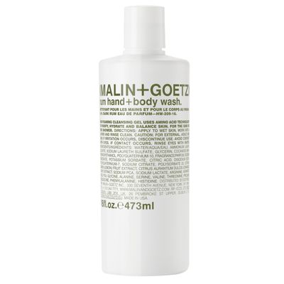 Malin + Goetz Rum Hand & Body Wash, 16 Fl. Oz.  Men & Women Natural Body Wash For All Skin Types, Foaming Hydrating Cleansing Gel, Cruelty-Free & Vegan