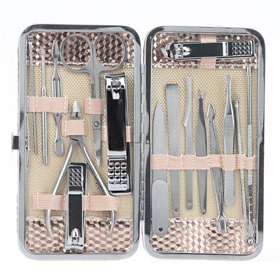 16-Piece Stainless Steel Manicure/Pedicure Kit with Case, Nail Clippers Cleaner Cuticle Grooming Set