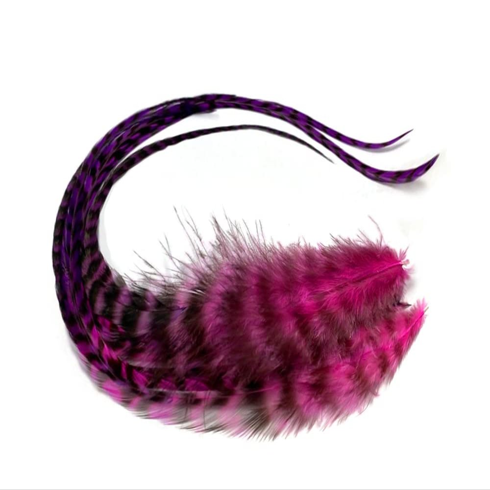 4 Pieces - Pinkle Blendz Ombre Thick Long Whiting Farm Rooster Hair Extension Feathers Summer Craft Supply | Moonlight Feather