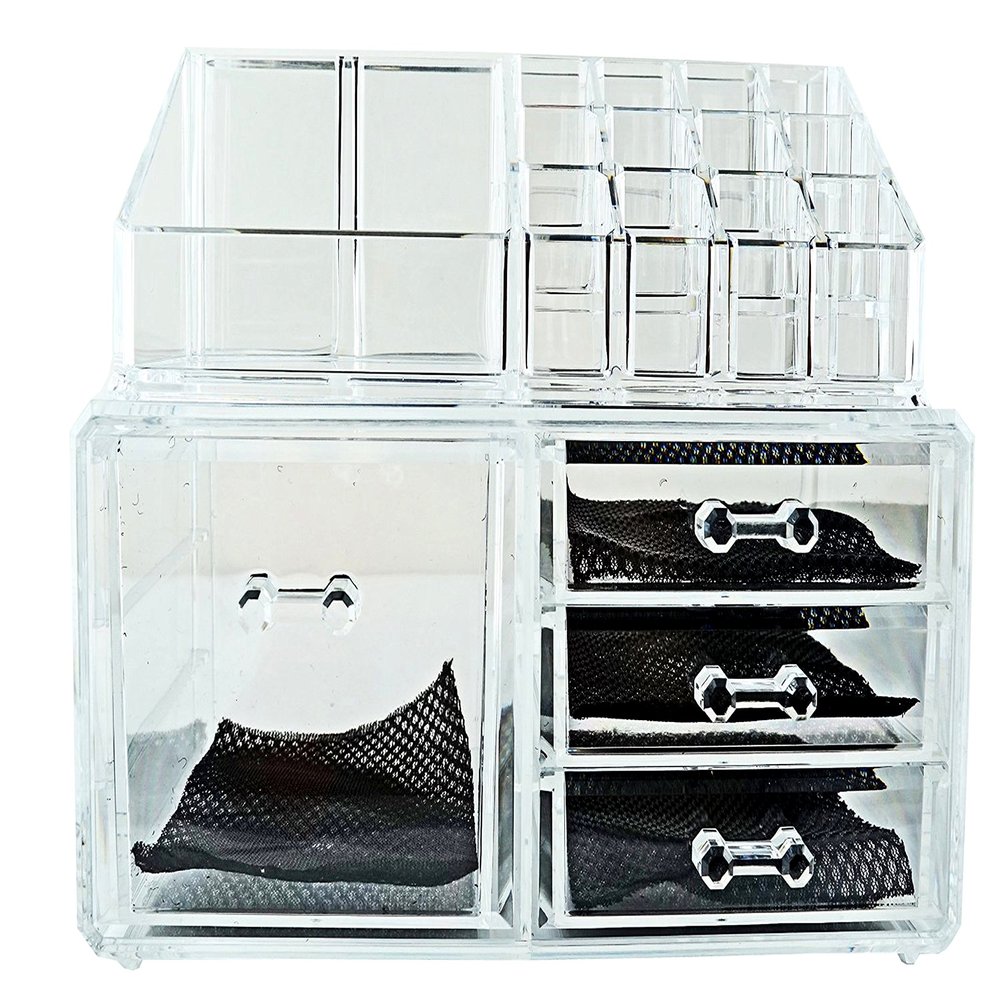 6goodeals Acrylic Cosmetic Make Up Organizer & Jewelry Storage 2 Pieces Display Set (Drawer B)