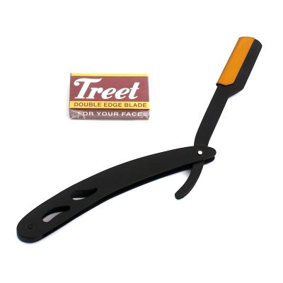BLACK & GOLD COMBINATION Stainless Steel Barber Straight Edge Razor with 100 Count Blades - Made of Platinum Stainless Steel - With Easy Blades Replacement Mechanism - Precise Canada