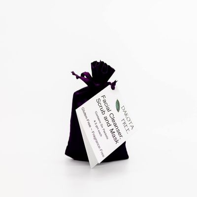 Dakota Free Facial Cleanser, Scrub and Mask Six Singles in Purple Bag