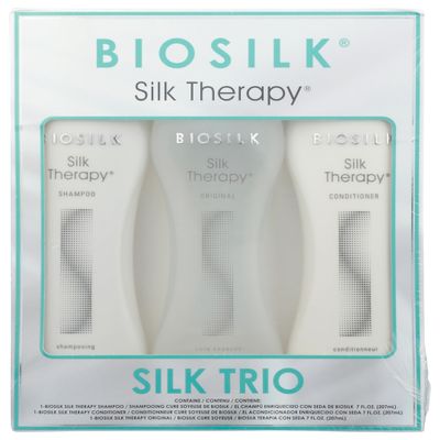 Biosilk Silk Therapy Trio Unisex Shampoo, Conditioner, and Original Treatment 7 oz 3 Pc