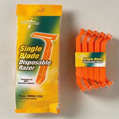 Medline Disposable Facial Razors with Single Blade, Blue, Pack of 500