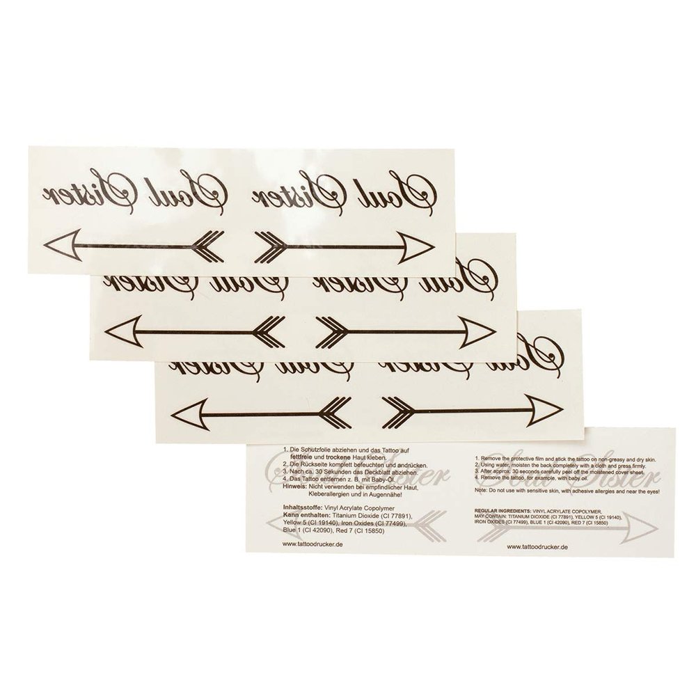 10 x Soul Sister Double Tattoo with Arrow in Black - Temporary Skin Tattoo (10)