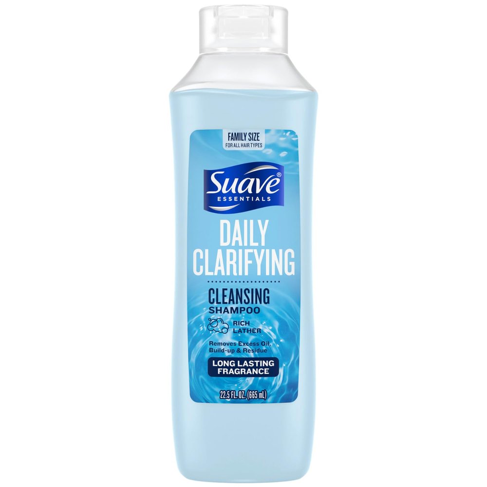 Suave Clarifying Shampoo, Family-Size  pH-Balanced & Hypoallergenic Daily Deep Cleansing Shampoo for Normal to Oily Hair, 22.5 Oz