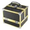 BOLLA Portable Makeup Train Case, Black With Gold Frame, 3 Pound view 1