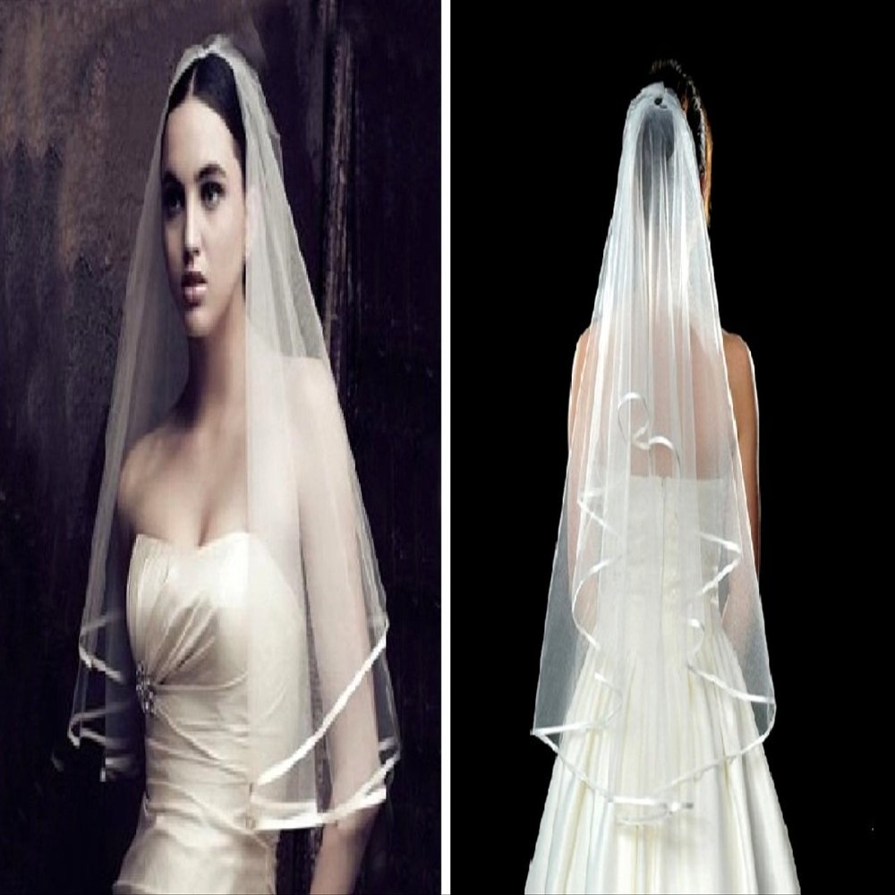 1T 1 Tier Ribbon Edge Bridal Wedding Veil