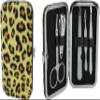 5-Piece Manicure Grooming Kit Set in Leopard Print Travel Case (Clipper, Scissor, Double-Sided Push Stick, Nail File, Tweezers) view 1