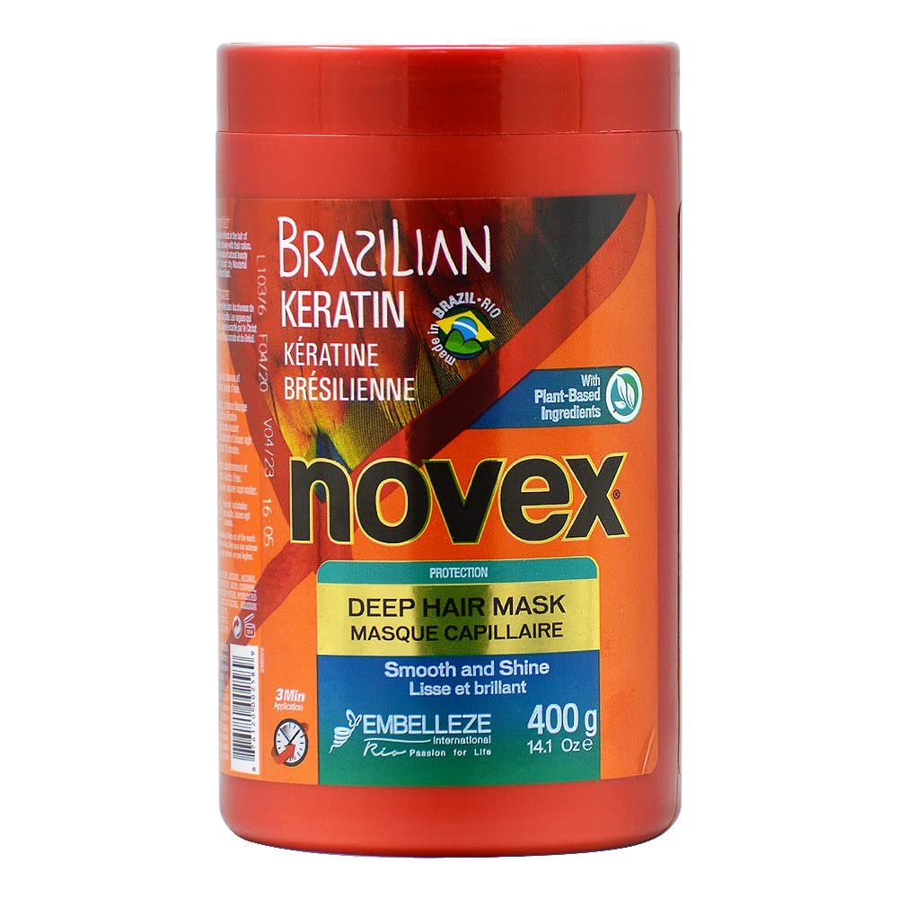Novex Brazilian Keratin Hair Care Treatment Cream 14.1 Oz - Reconstructive Keratin, Frizz control & Damage Repair
