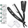 Megan beard shaping tool,5 piece set beard shaper for man - include professional straight edge razor,template guide,10 count of double edge blades,barber pencil and stainless steel scissors. view 2