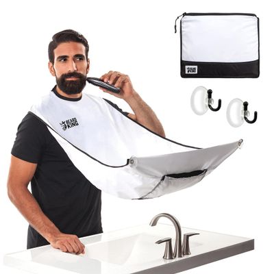 Beard King Beard Bib Apron - As Seen on Shark Tank  Gifts for Him, Stocking Stuffers for Men, Mens Gift, White