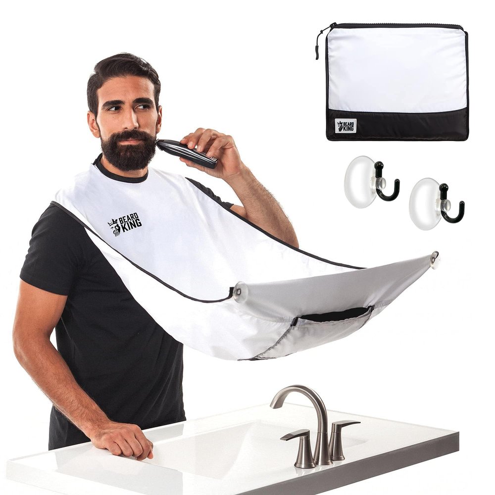 Beard King Beard Bib Apron - As Seen on Shark Tank  Gifts for Him, Stocking Stuffers for Men, Mens Gift, White