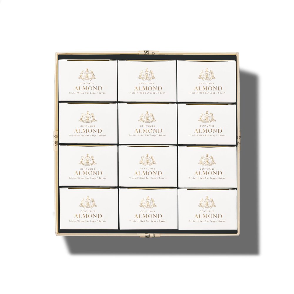 Caswell-Massey Almond Natural Bar Soap Gift Set - Moisturizing Triple-Milled Body Soap for Men & Women - Plant-Based with Essential Oils for Soft Skin, Cruelty-Free, USA Made, 12 Bars x 5.8 oz
