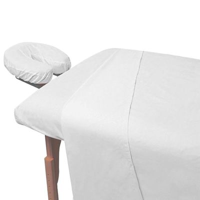 3-Piece White Massage and Spa Fitted Sheets for Portable Tables, Premium Quality Preferred by Professionals in Massage and Spa Industry, 190 Thread Count Percale by Atlas
